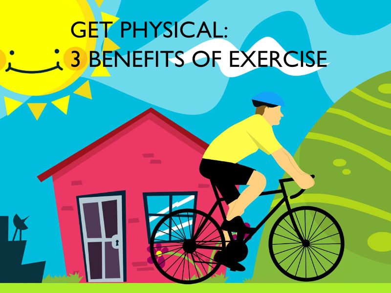 Person bicycling into the hills to illustrate the benefits of exercise