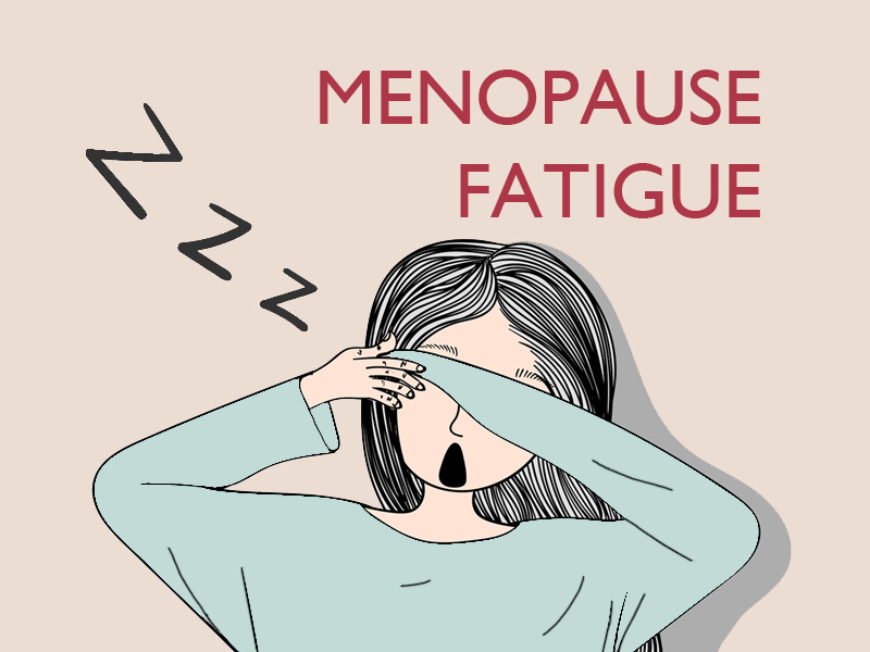 very tired, yawning woman to illustrate menopause fatigue