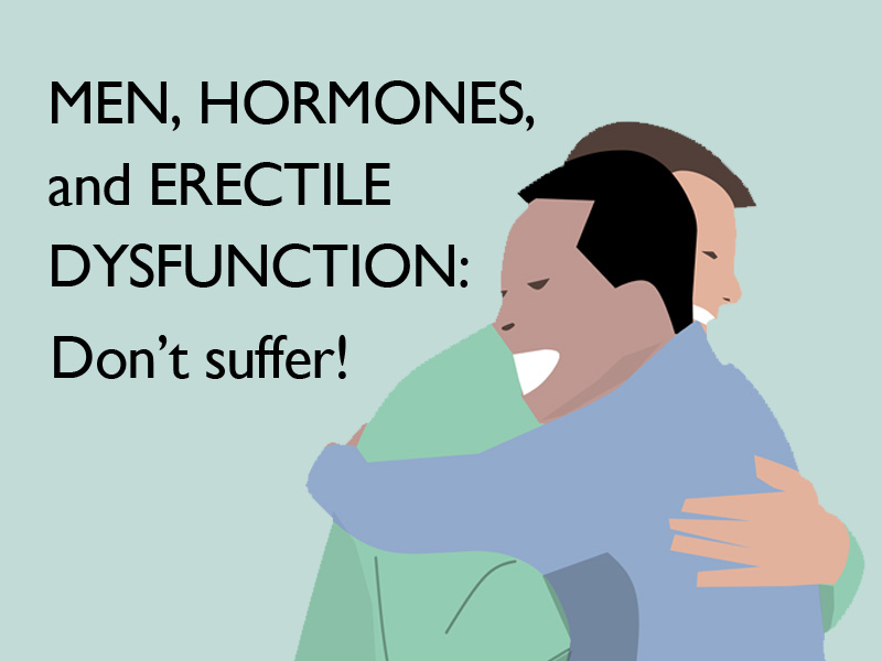 Man being hugged after using BHRT, to illustrate erectile dysfunction