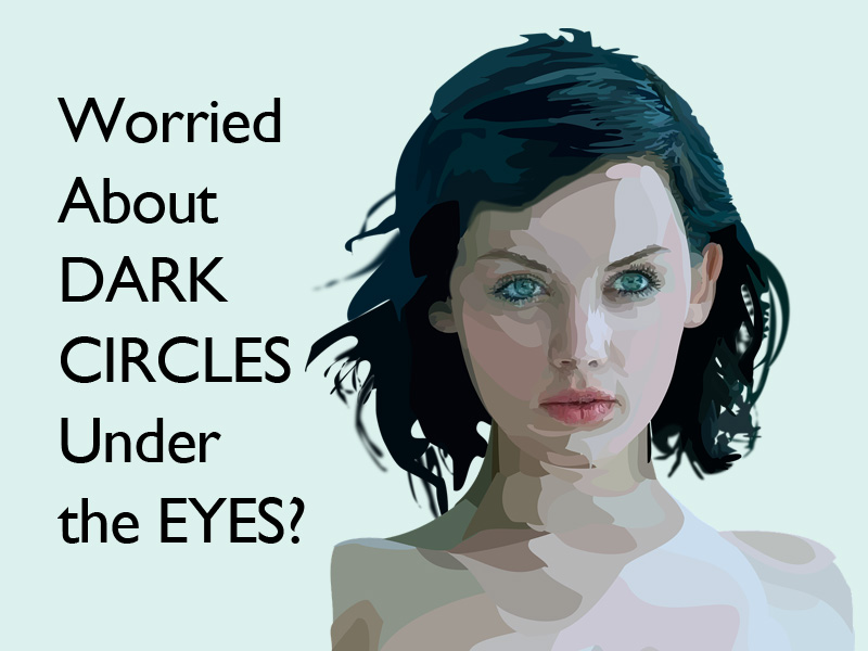stylized woman's face to illustrate dark circles under the eyes